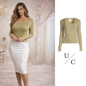 NEW Undra Celeste Tracy Metallic Shimmer Knit Sweater
